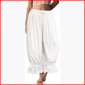 Linen Lace Trim Bloomers Pants Victorian Vintage Pantaloons Summer Beach